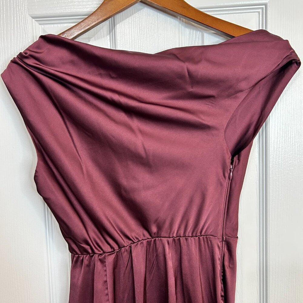 ABERCROMBIE & FITCH COWL NECK MIDI DRESS WITH GATHERED WAIST - Picture 3 of 5